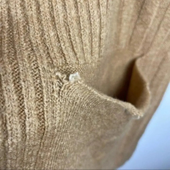 NEW TOPSHOP Oversized Ribbed Open Front Cardigan Sweater Camel Women's Size 12 - Picture 5 of 12